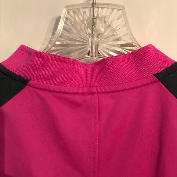 Nike Womens Top Dri Fit Bright Pink Gray Short Sleeve Button Front Nike Swoosh M - Picture 2 of 8